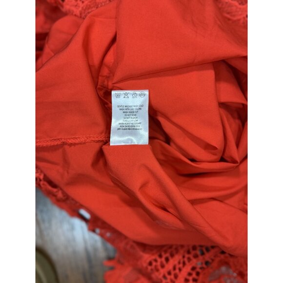 NEW BEULAH STYLE Size M Womens Red Lace Mini Dress Boho Peasant Beach Summer - Picture 12 of 16